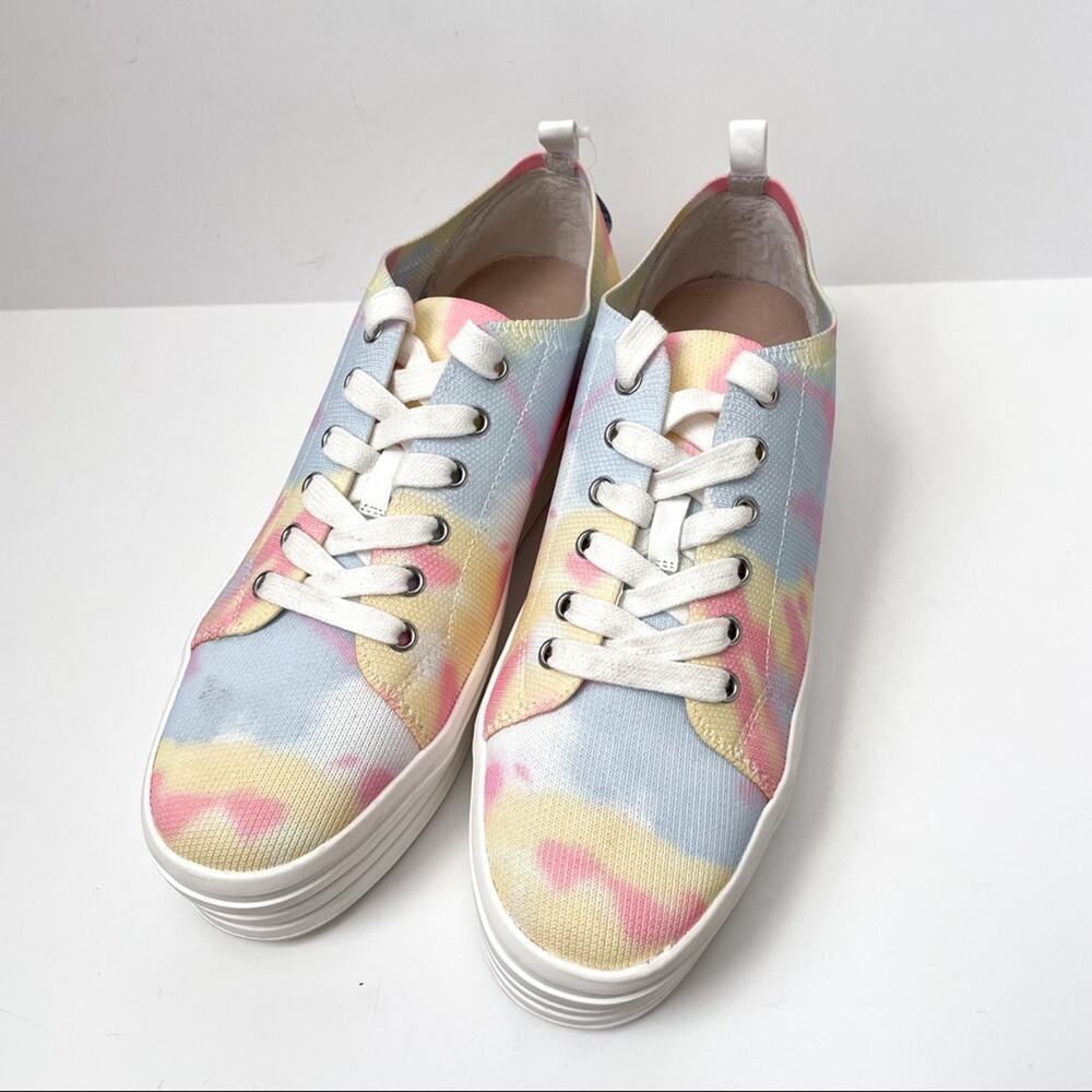 Gianni Binni Platform Lace Up Sneakers Tie Dye Multi Color 8M - Picture 14 of 16